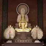 Buddha Statue in einem der Gebäude auf dem Lady Buddha Gelände