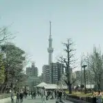 Blick auf den Tokyo Skytree in Asakusa auf Tokio Reise