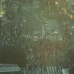 Shibuya Crossing von oben vom Einkaufszentrum Shibuya Hikarie