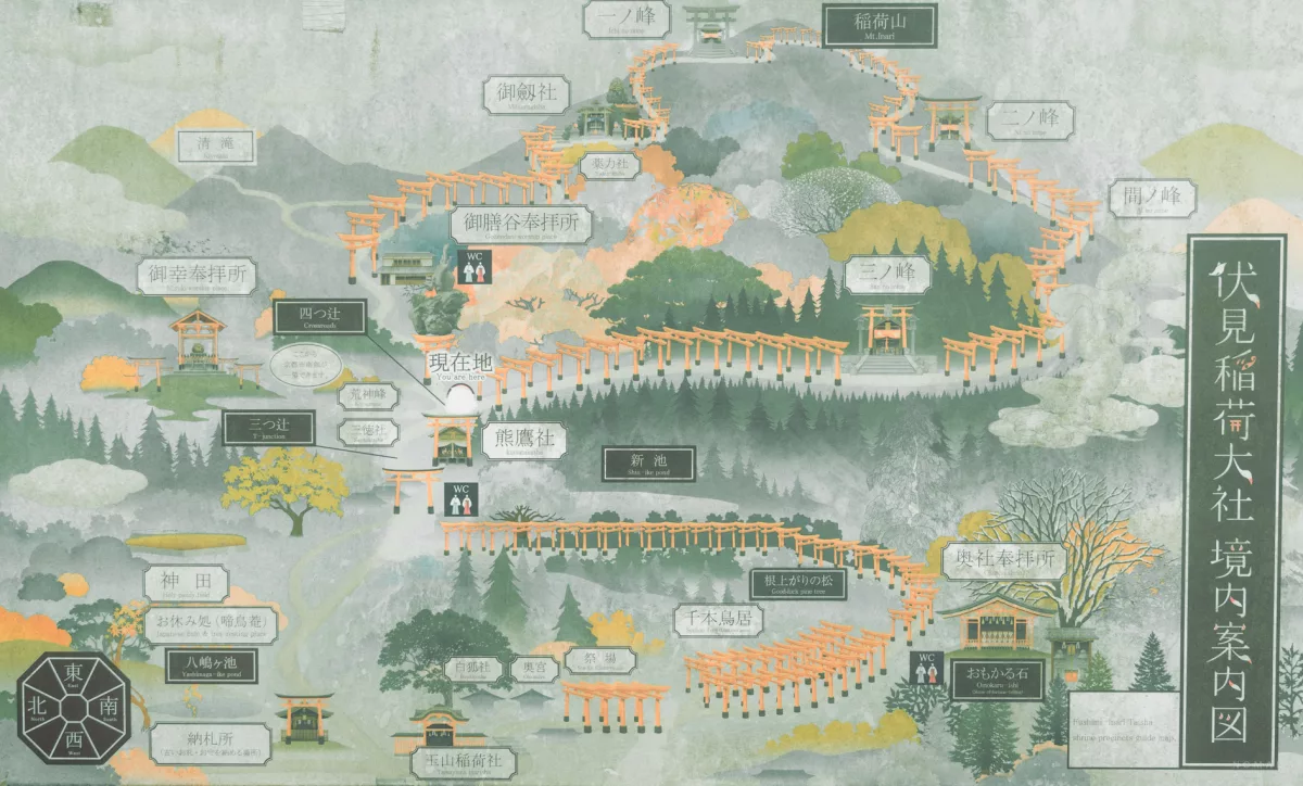 Karte des Fushimi-Inari-Taisha Schreins in Kyoto