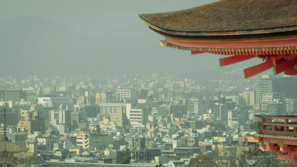 Blick über die Stadt des Gion Viertels in Kyoto