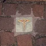 Mosaik Stein mit Apotheken Zeichen