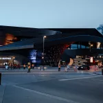 BMO Centre und Straße am Stadion der Calgary Flames