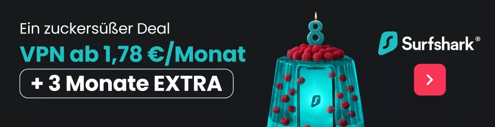 Surfshark VPN - 87% Rabatt + 3Monate gratis sichern
