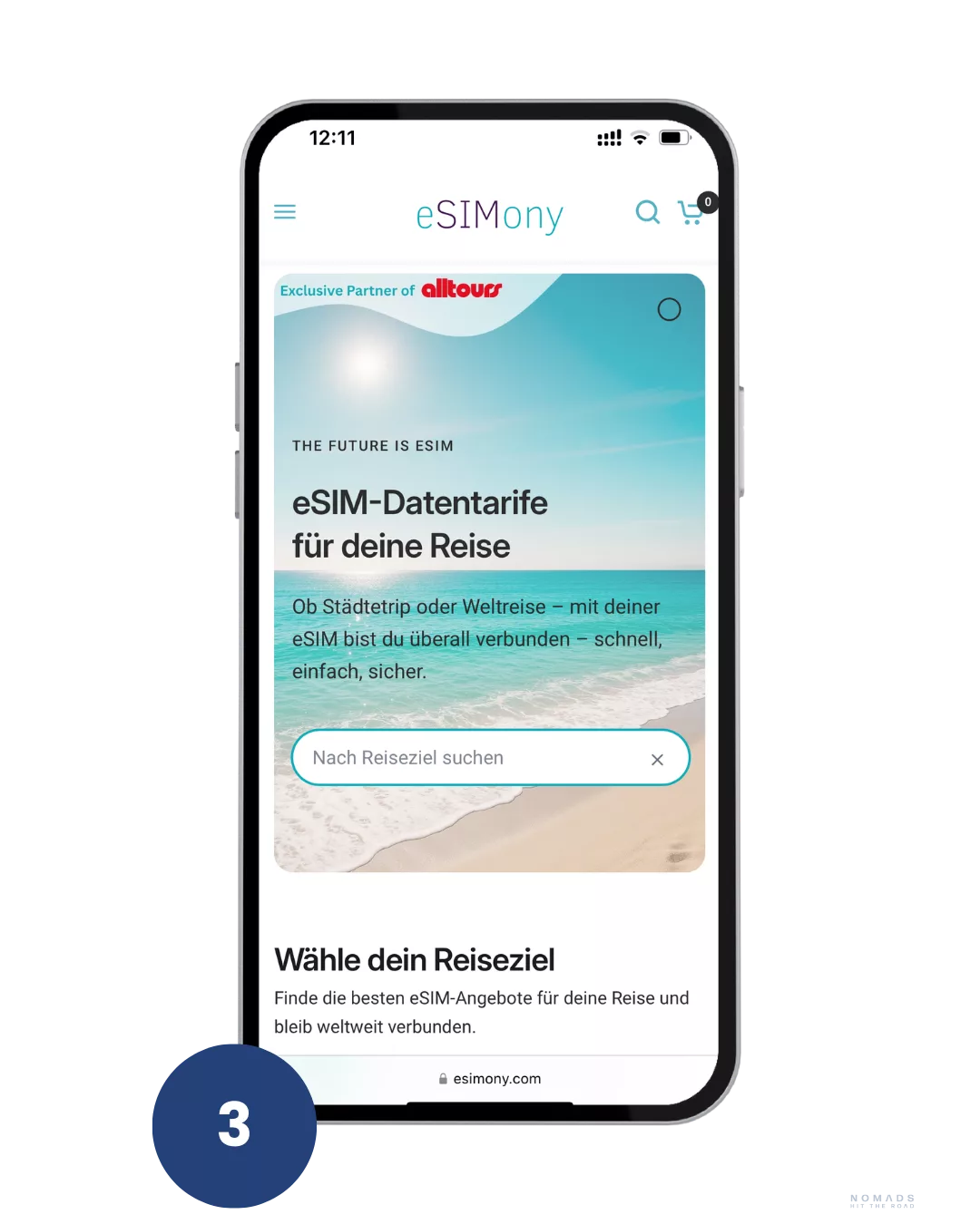 Screenshot eSIMony Startseite