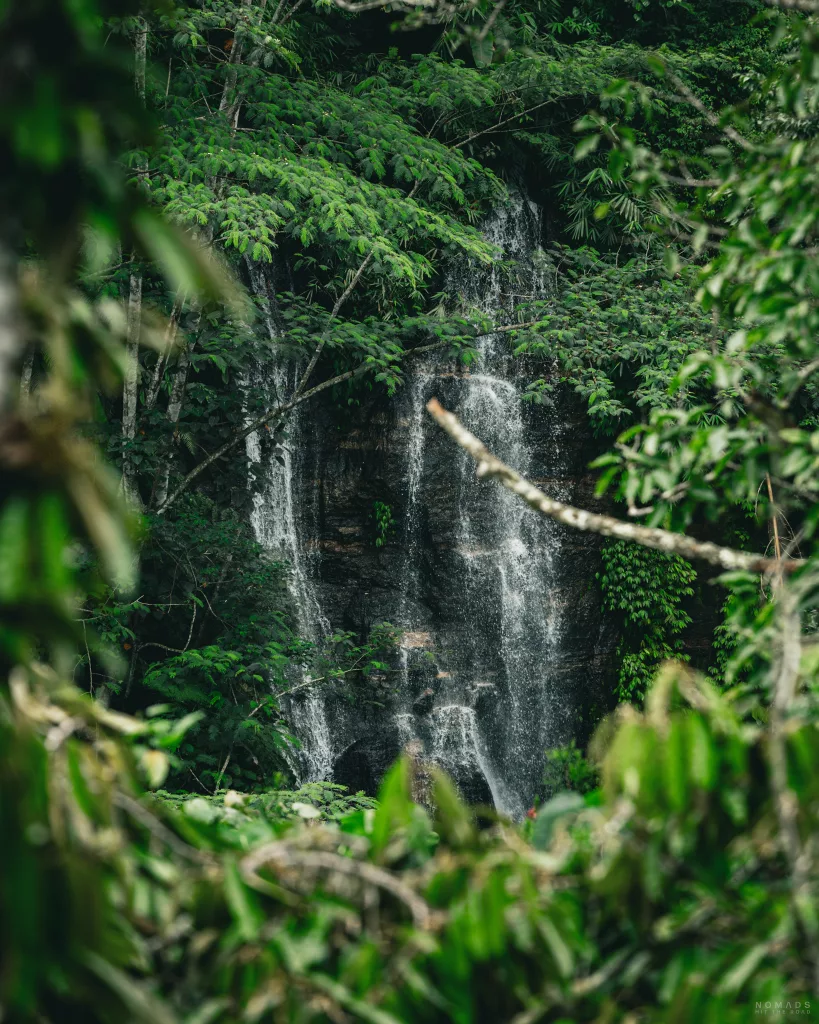 Air Terjun Munduk Wasserfall in Munduk durch Bäume hinweg zu sehen