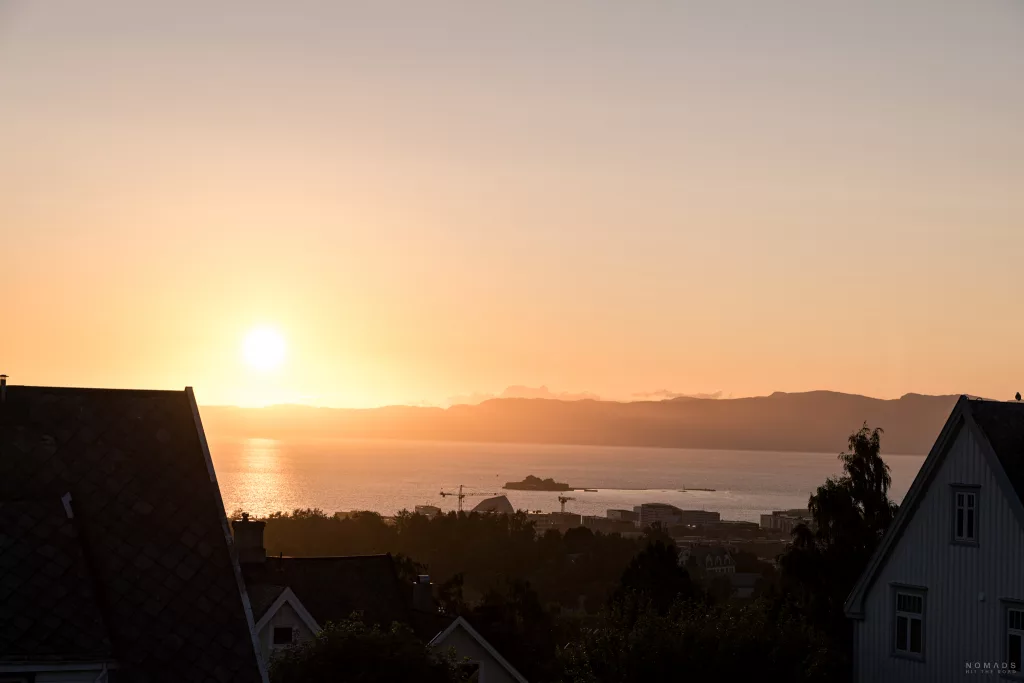 Sonnenuntergang über dem Trondheimer Fjord