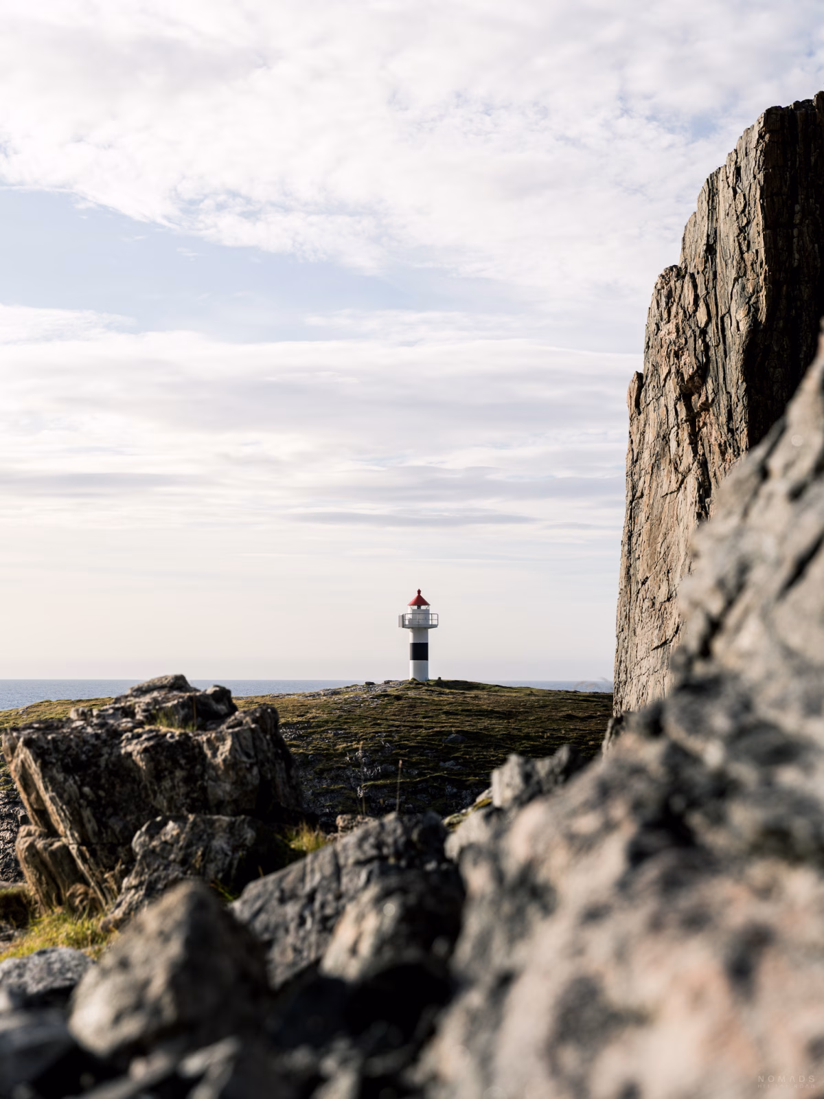 Leuchtturm an einem Viewpoint auf Andøya entlang der Landschaftsroute